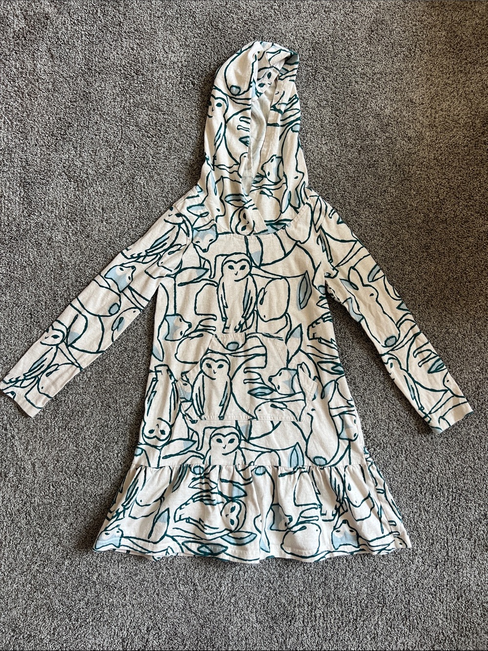 Tea Collection Cream Tunic Dress with Woodland Animal Print